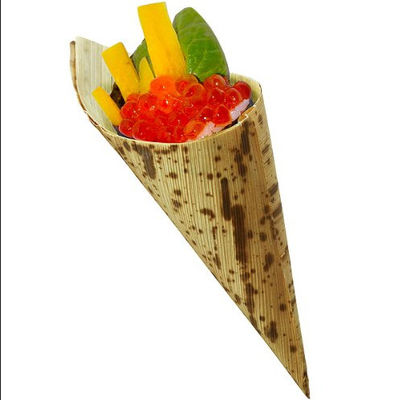 Eco Friendly Bamboo Leaf Disposable Serving Cone For Party Canape Snacks