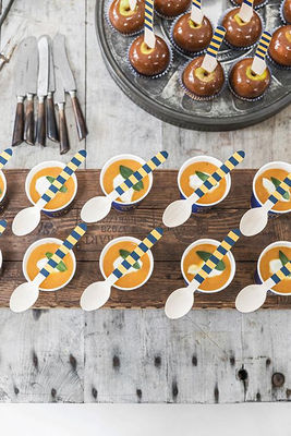 Biodegradable Disposable Ebra Pattern Candy Strip Dyeing Wooden Cutlery For Picnics