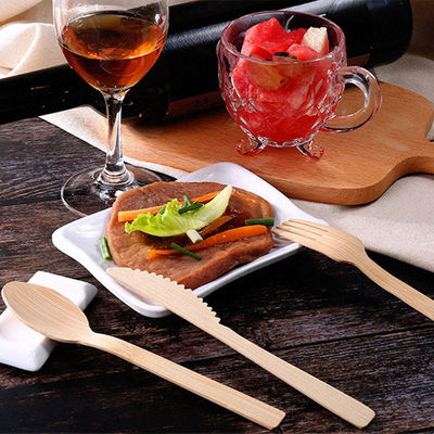 100% Natural Eco Friendly Disposable Bamboo Cutlery Set with Pouch Bag